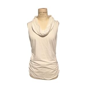 NWT Cabi Cream White Cowl Neck Sleeveless Ruched Sides Top Women M Cotton Casual